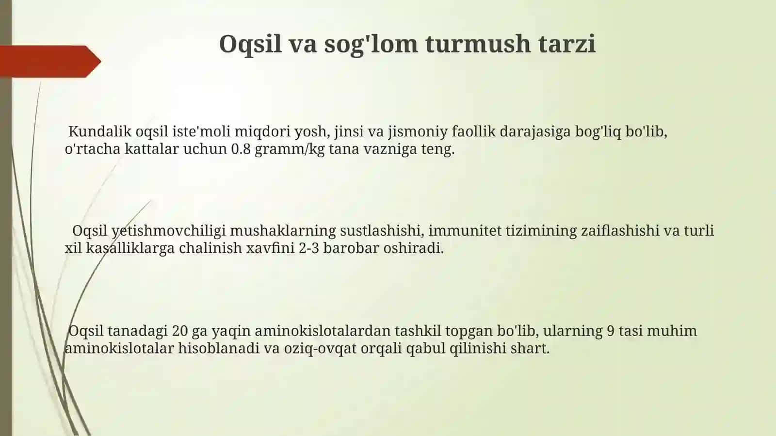 Oqsil va uning inson hayotidagi ahamiyati 3