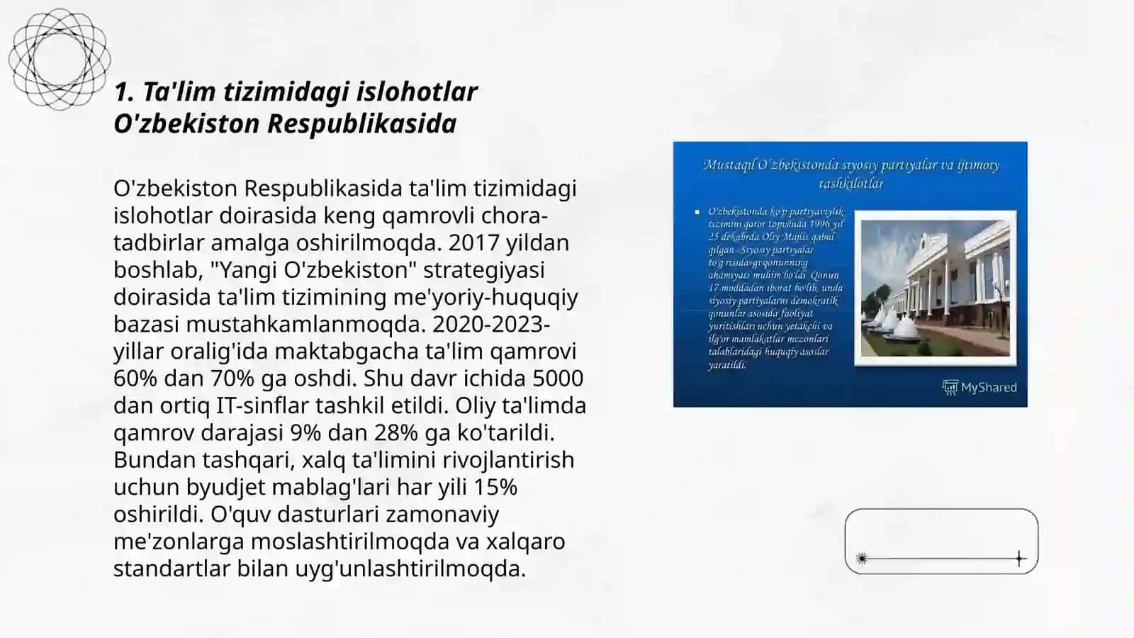 Ta'lim tizimidagi islohotlar O'zbekiston Respublikasida 3