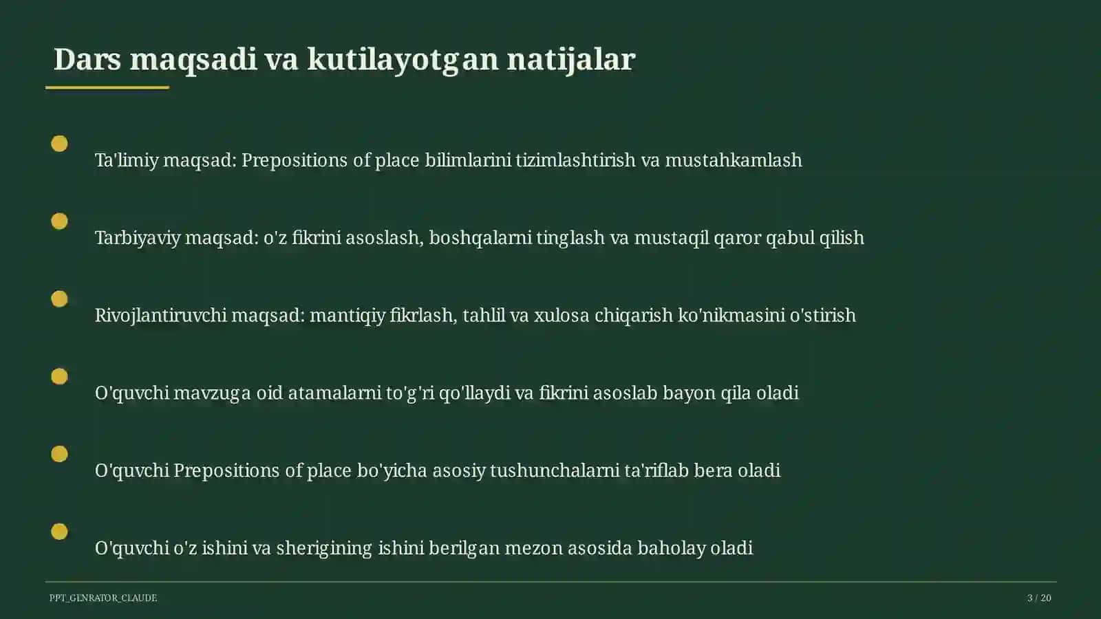 Prepositions of place (4-sinf) 3