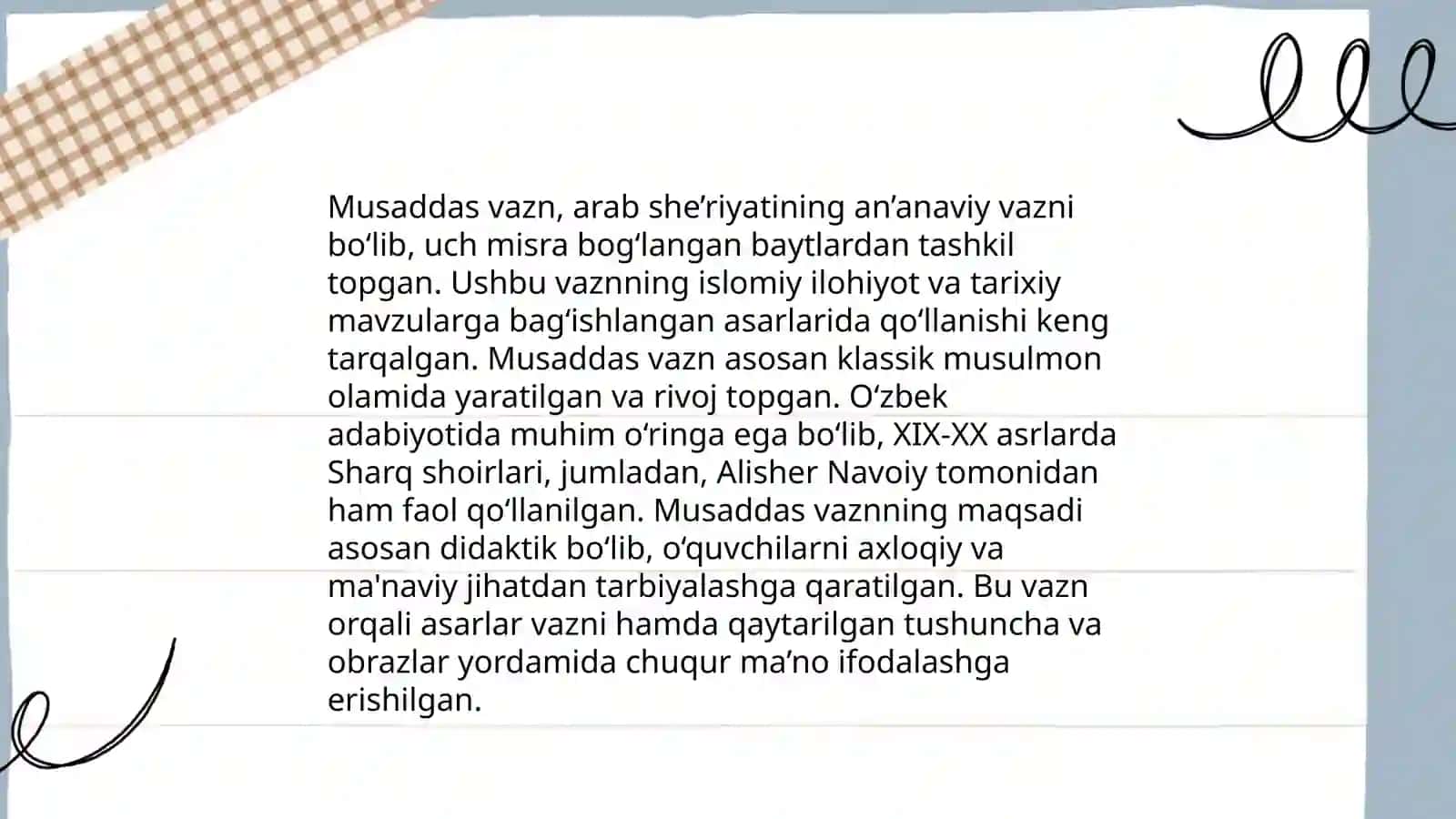 Hajaz bahrining musaddas vaznlari tahlili ( mumtoz ijodkorlarning she'rlari asosida) 3