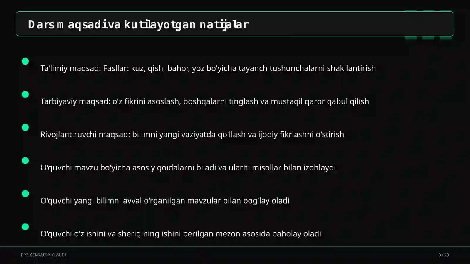 Tabiatshunoslik Dars Rejasi 3
