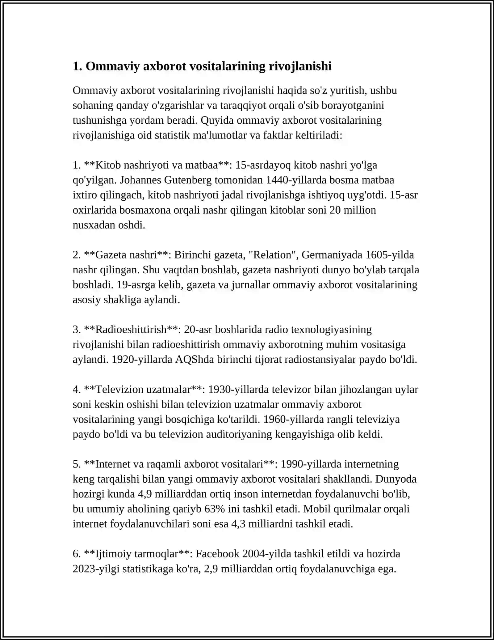 Ommaviy axborot vositalarining rivojlanishi 3