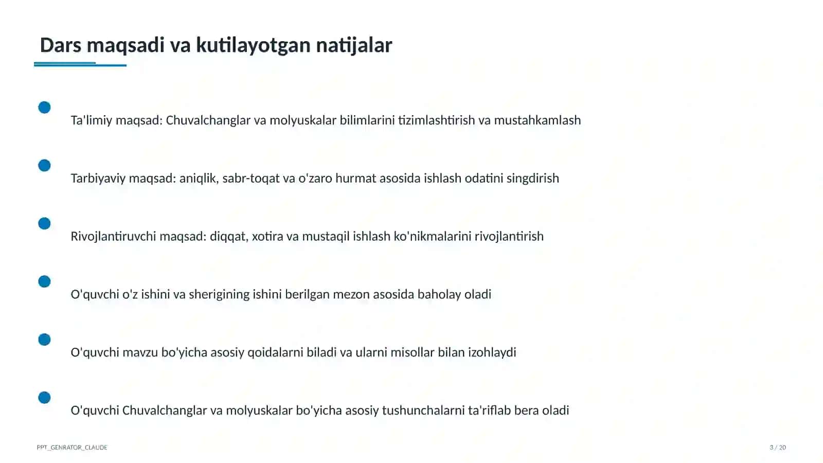 Chuvalchanglar va molyuskalar (7-sinf) 3