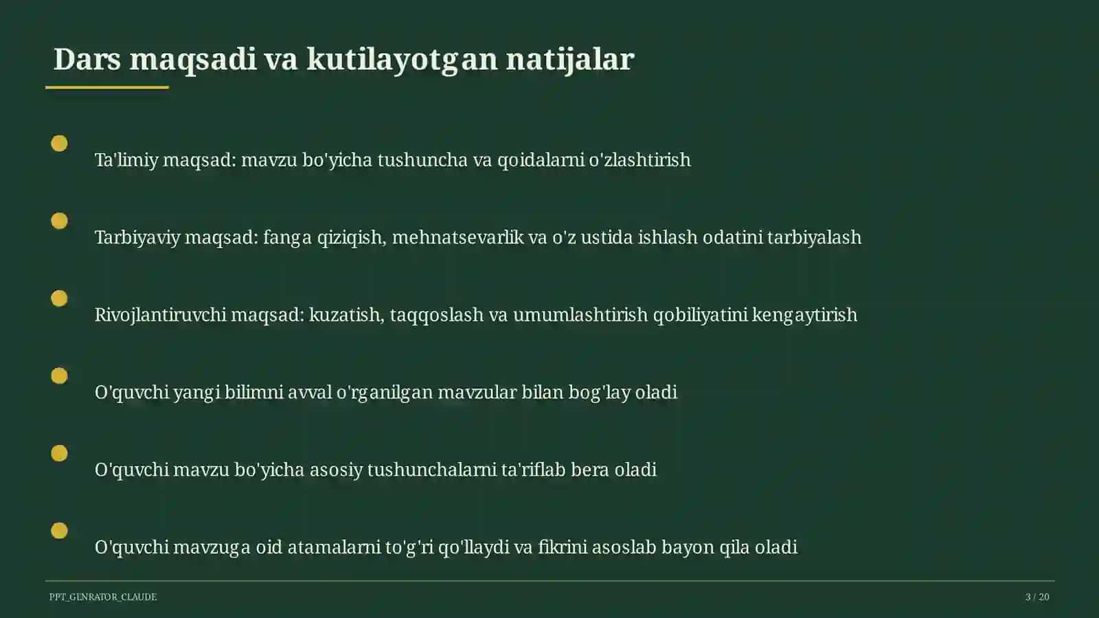 Huquq va iqtisodiyot asoslari (9– 11) — ochiq dars uchun 3
