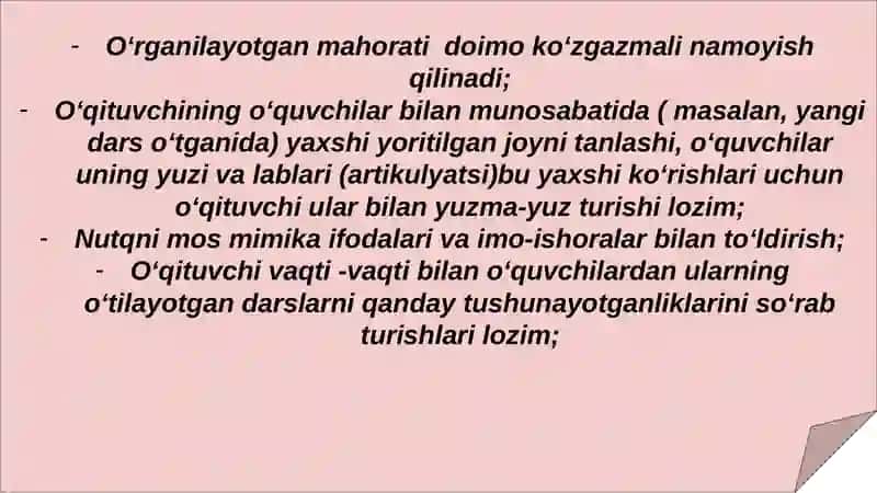 Sensor (eshitishda yoki koʻrishda) nuqsoni boʻlgan bolalar uchun inklyuziv taʼlim strategiyalari va ularni amalga oshirish shart-sharoitlari 3
