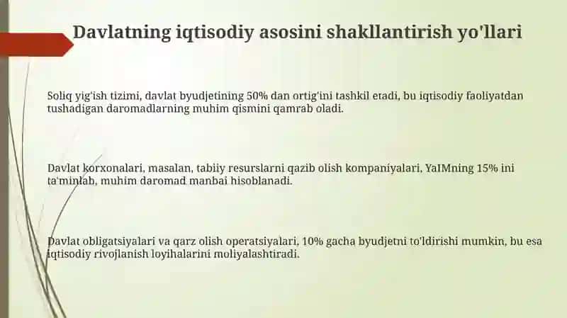 Davlatning iqtisodiy asosini shakillantirish yollari 3