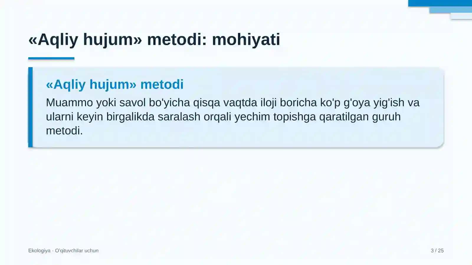 ekologiya darslarida aqliy hujum metodidan foydalanish 1595 3