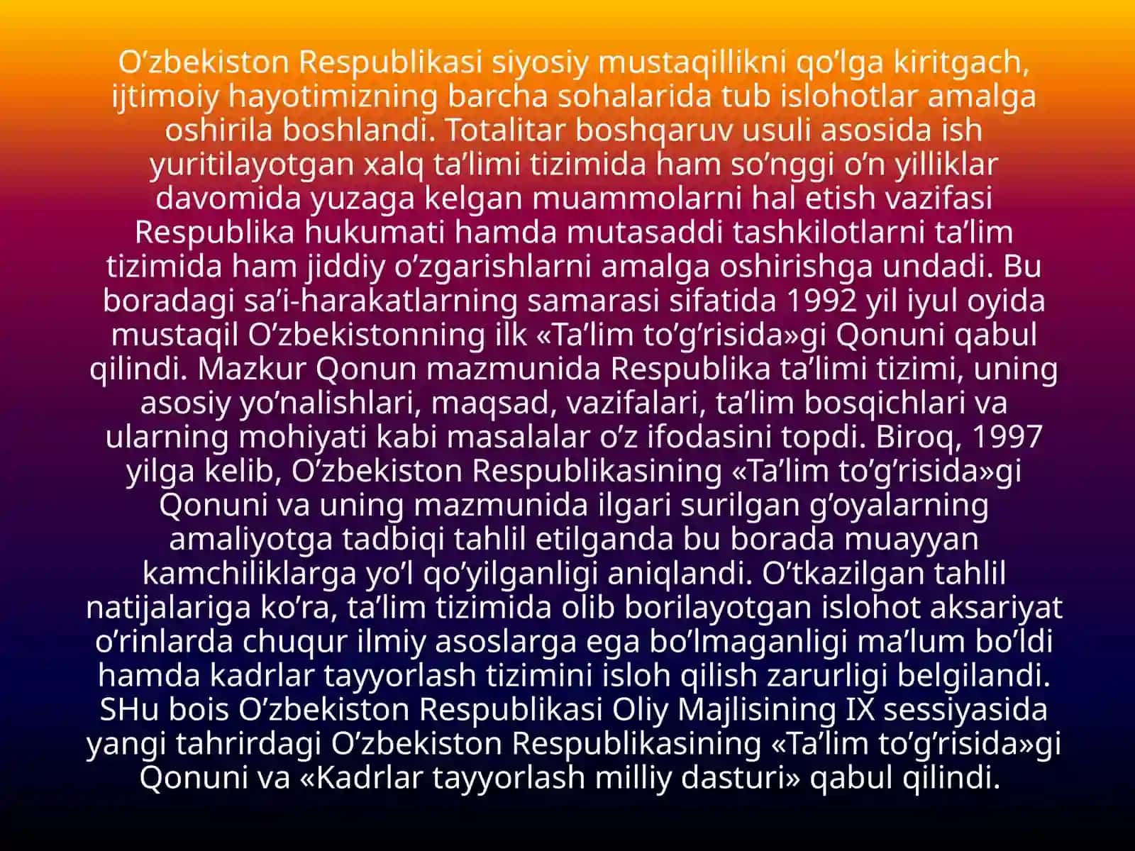 Hozirgi davrda o’qituvchilik kasbi va uning jamiyatda tutgan o’rni.O’qituvchi shaxsiga  qo’yilgan talablar 3