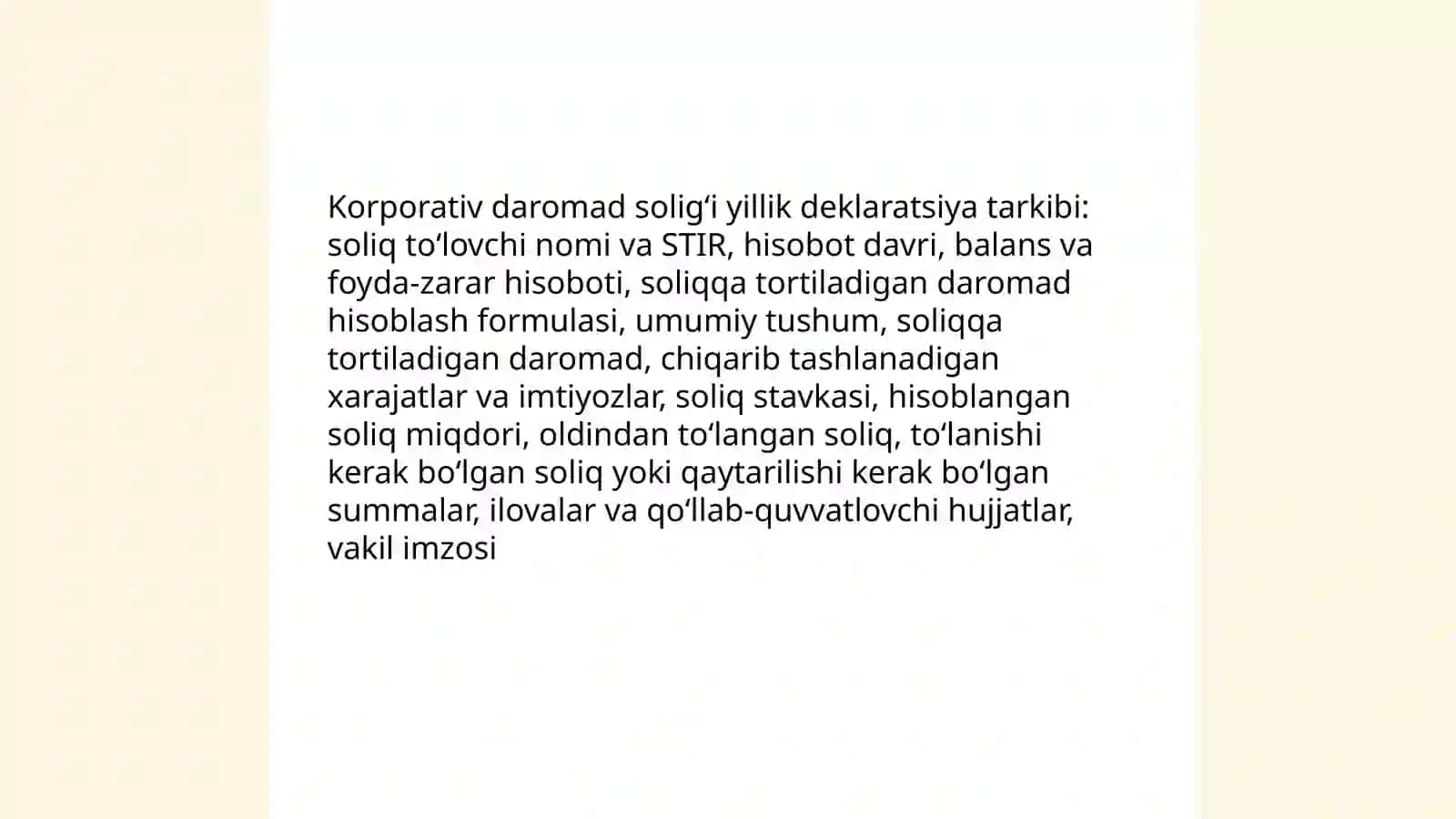 Korporativ daromad soligʻi va yillik deklaratsiya tarkibi 3