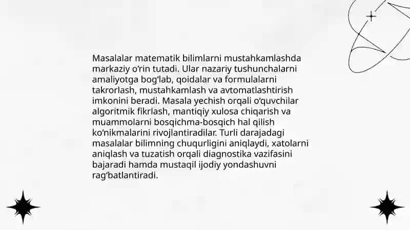 Matematika oʻqitishda masalalarning oʻrni 3