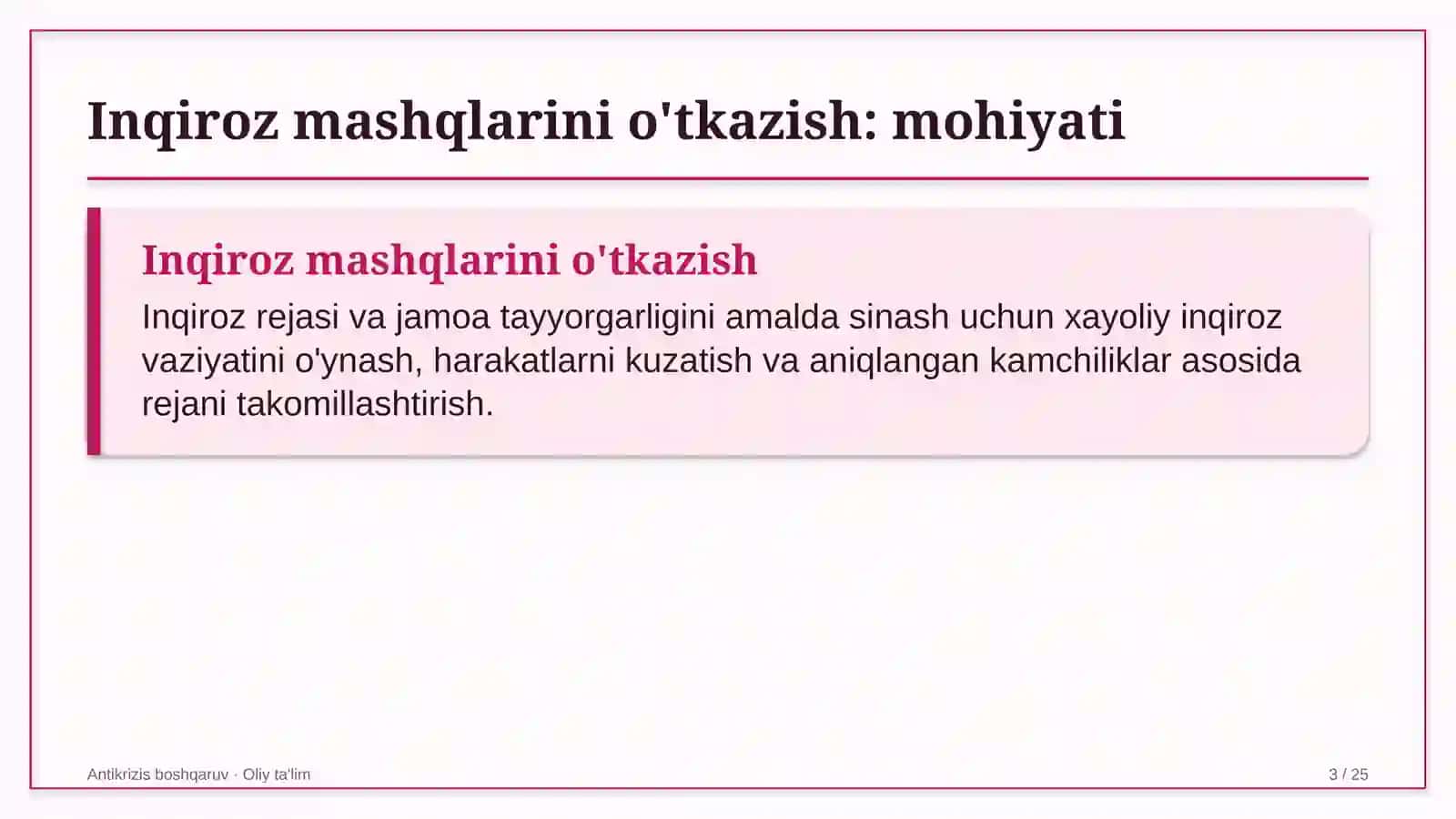 taksi xizmatida inqiroz mashqlarini o'tkazish 2696 3