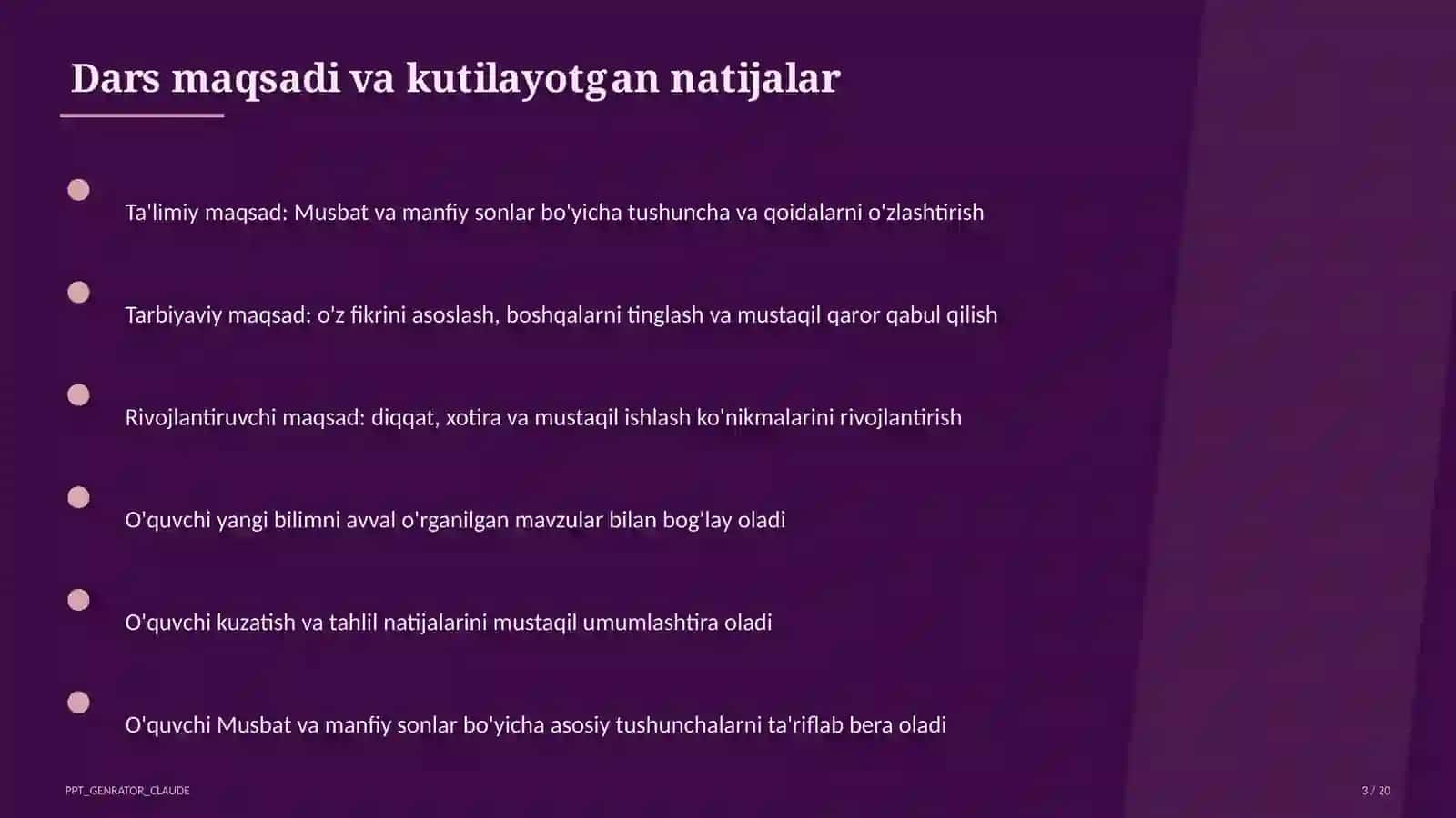 Musbat va manfiy sonlar (6-sinf) 3