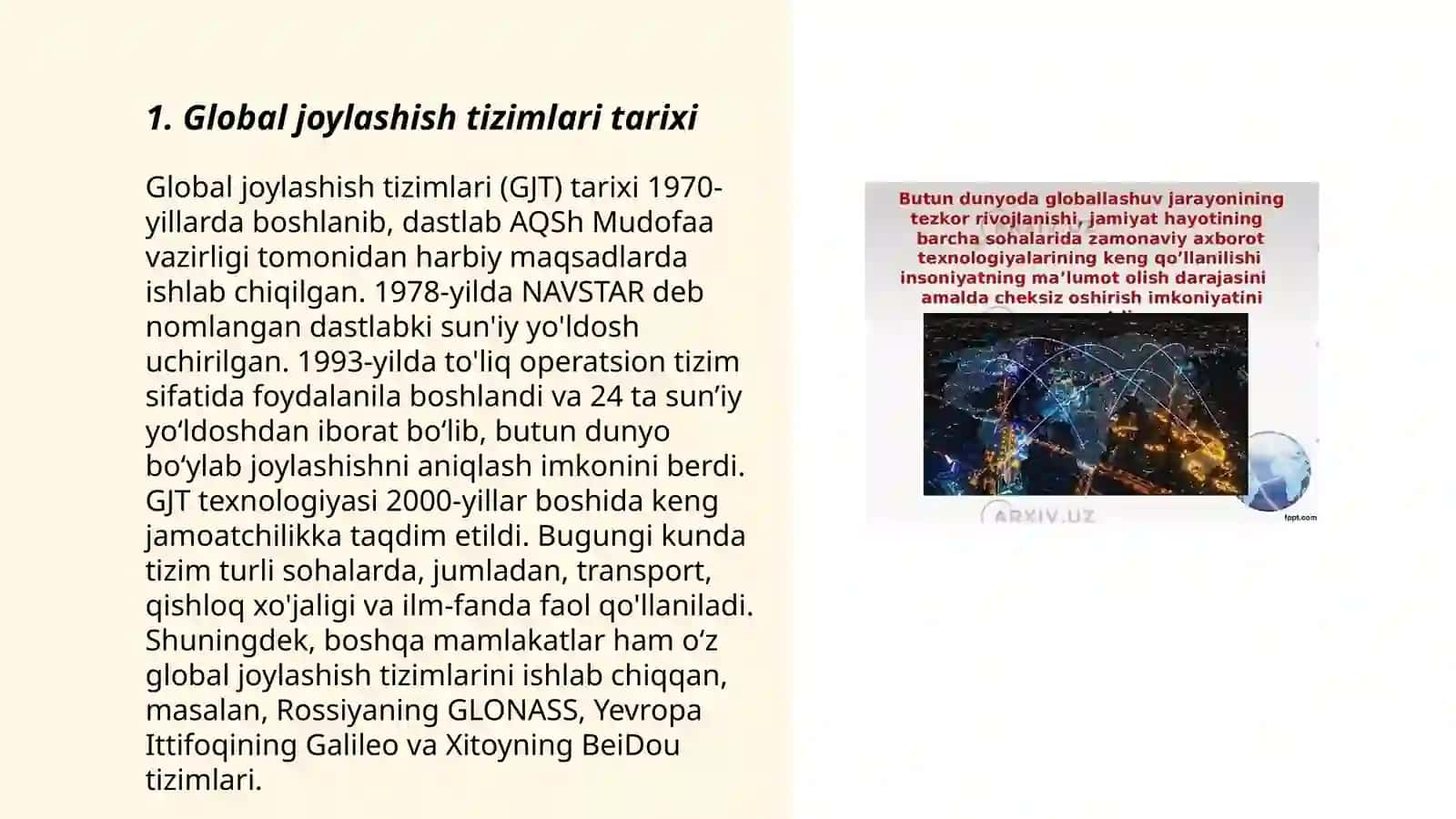 Global joylashish tizimlari tarixi 3