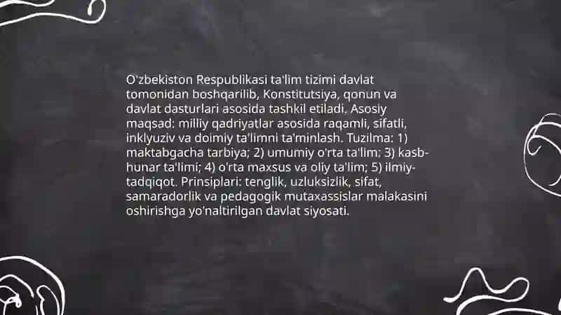 O'zbekiston Respublikasi ta'lim tizimi, pedagoglik kasbi va uning vazifalari 3