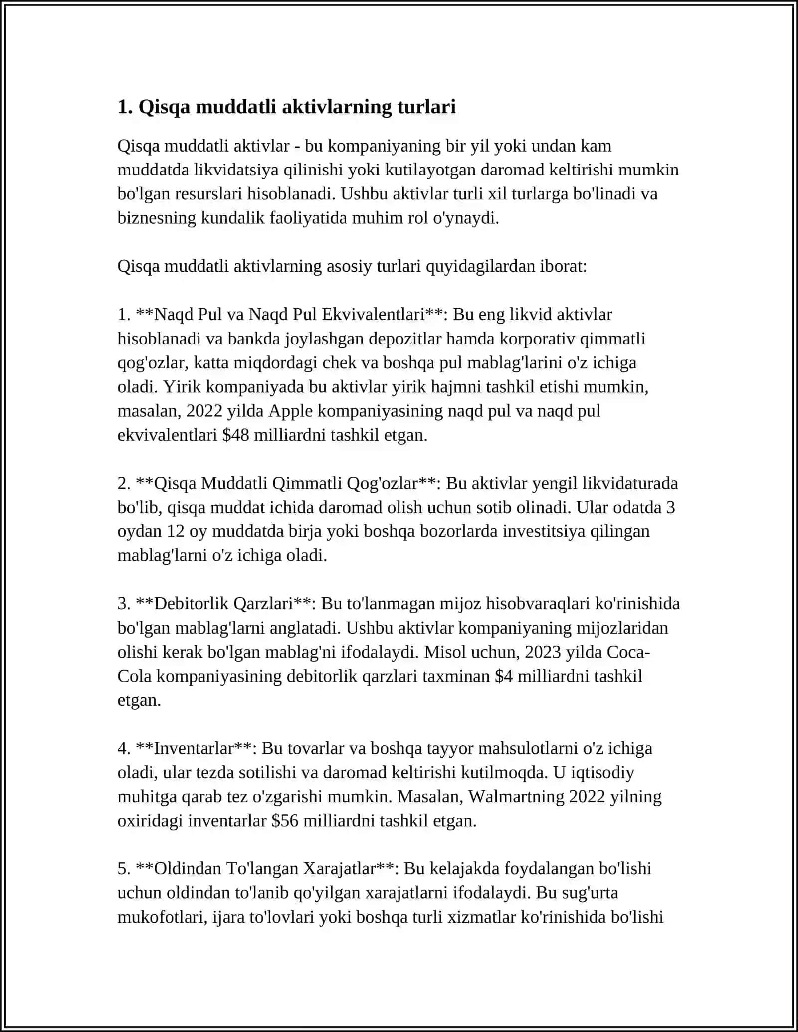 QISQA MUDDATLI AKTIVLAR 3