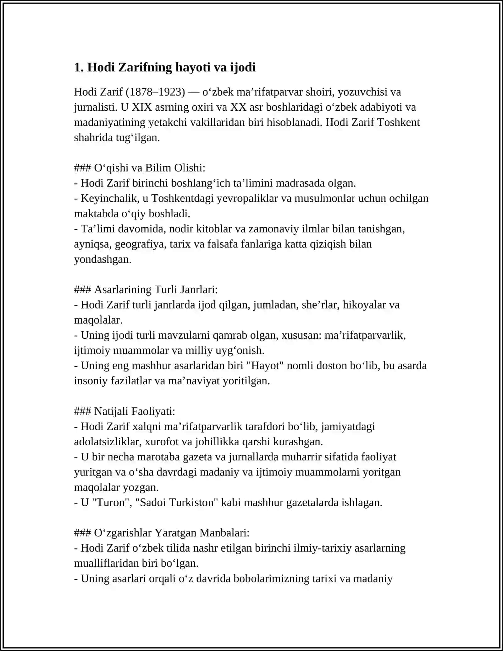 HODI ZARIF HAYOTI VA IJODI O'ZEK FOLKLORCHILIGINING TADRIJIY TARAQQIYOTI TO'RA MIRZAYEV VA MAMATQUL JO'RAYEVLARNING ÒZBEK FOLKLORCHILIGIGA QO'SHGAN HISSASI 3