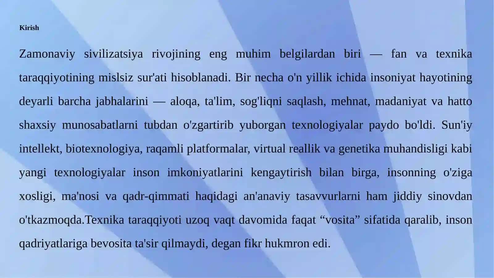 Texnika taraqqiyoti fonidagi inson qadriyatlarining o‘zgarishi 3
