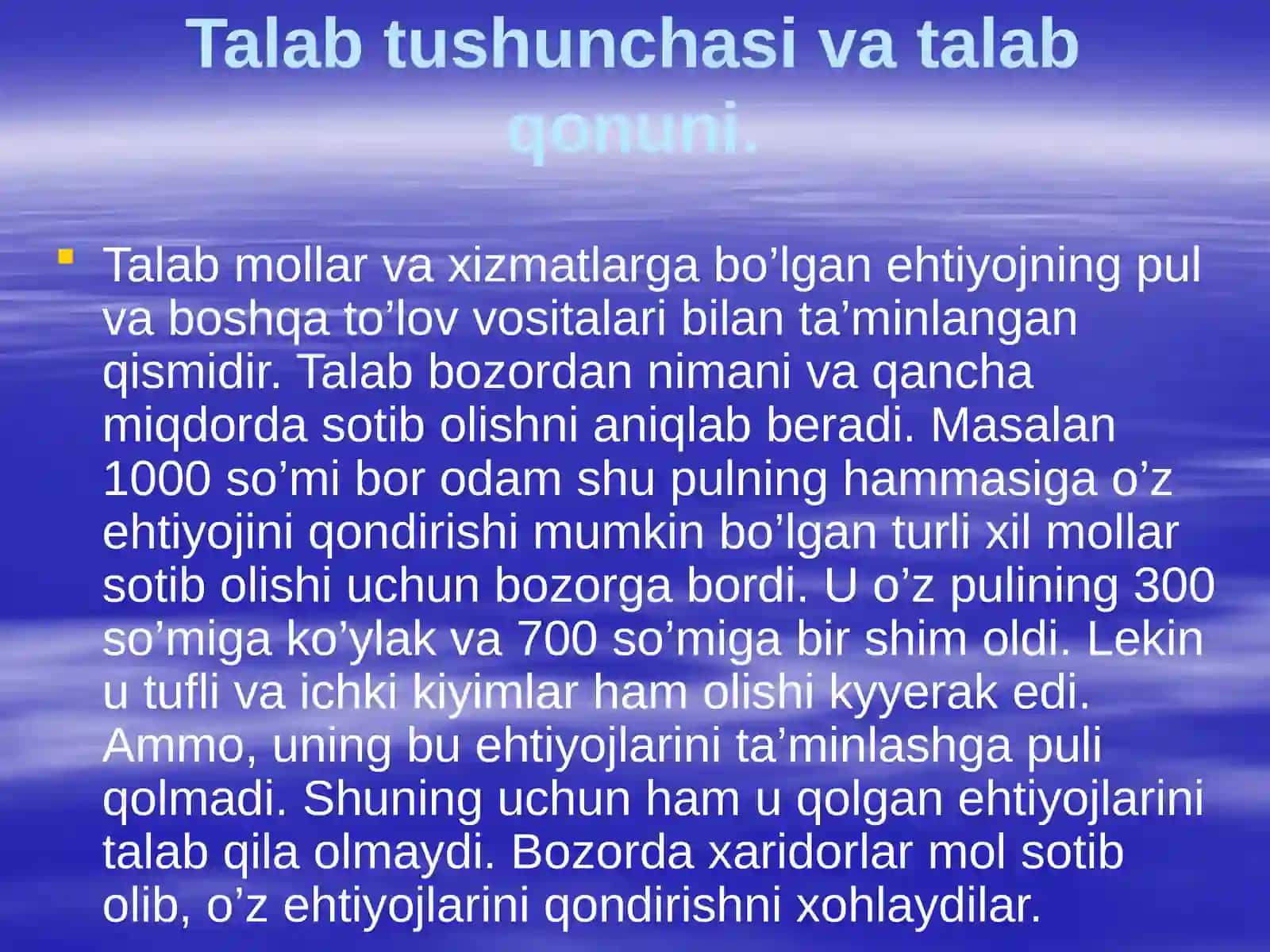 Talab va taklif nazariyasi 3