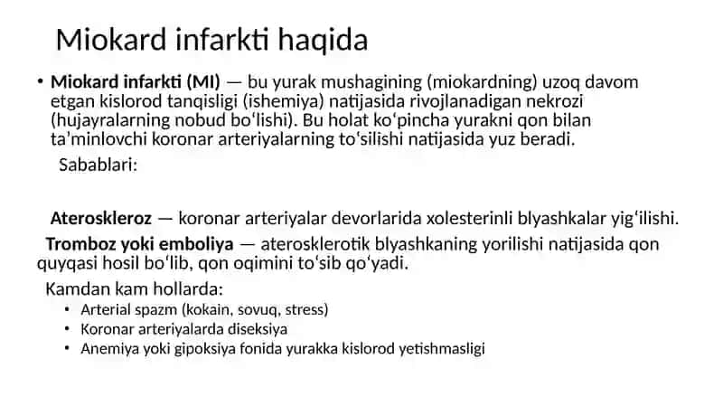 Miokard infarktining erta va kech biokimyoviy tashxisi 3