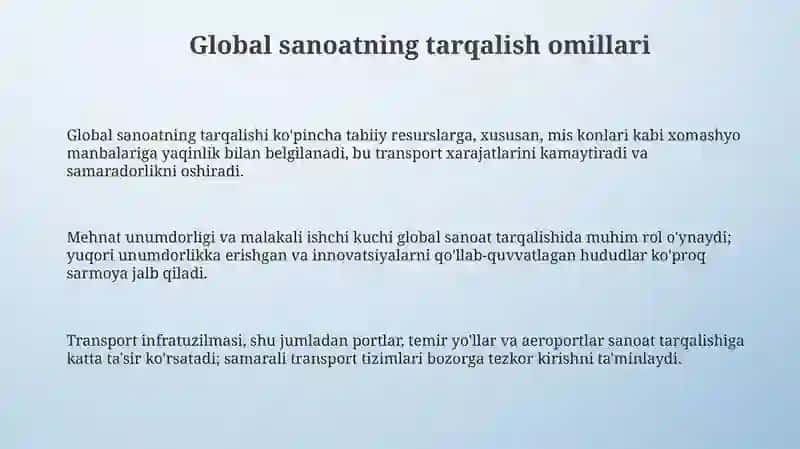 Jahonsanoattar moqli geografiyasi 3