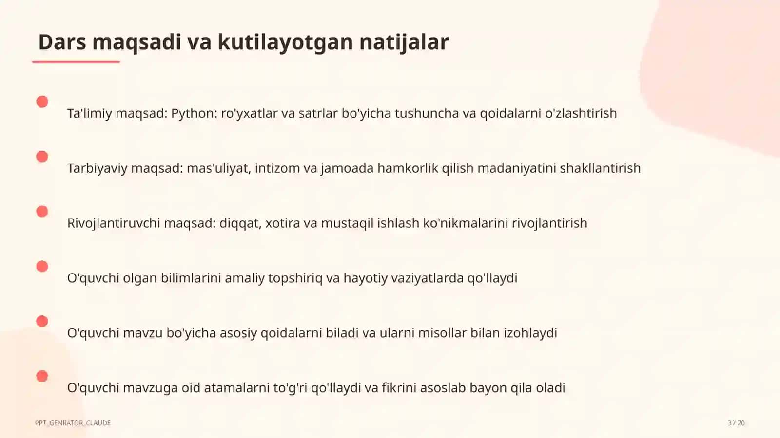 Python: ro'yxatlar va satrlar (9-sinf) 3