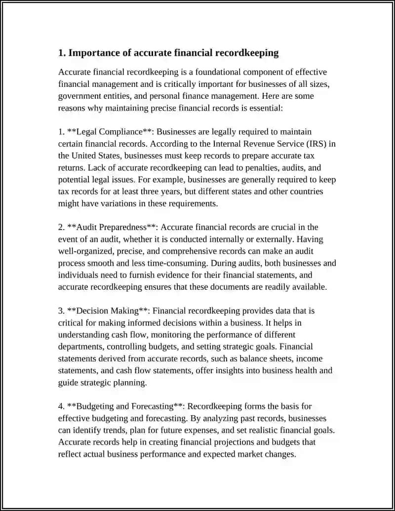MAINTAINING FINANCIAL RECORDS 3