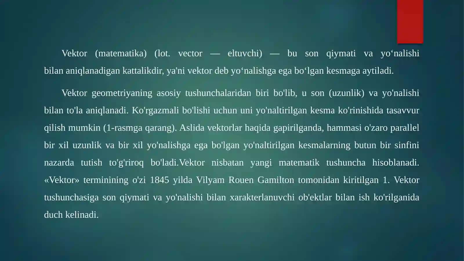 Ikki vektor orasidagi burchak va ularning skalyar koʻpaytmasi 3