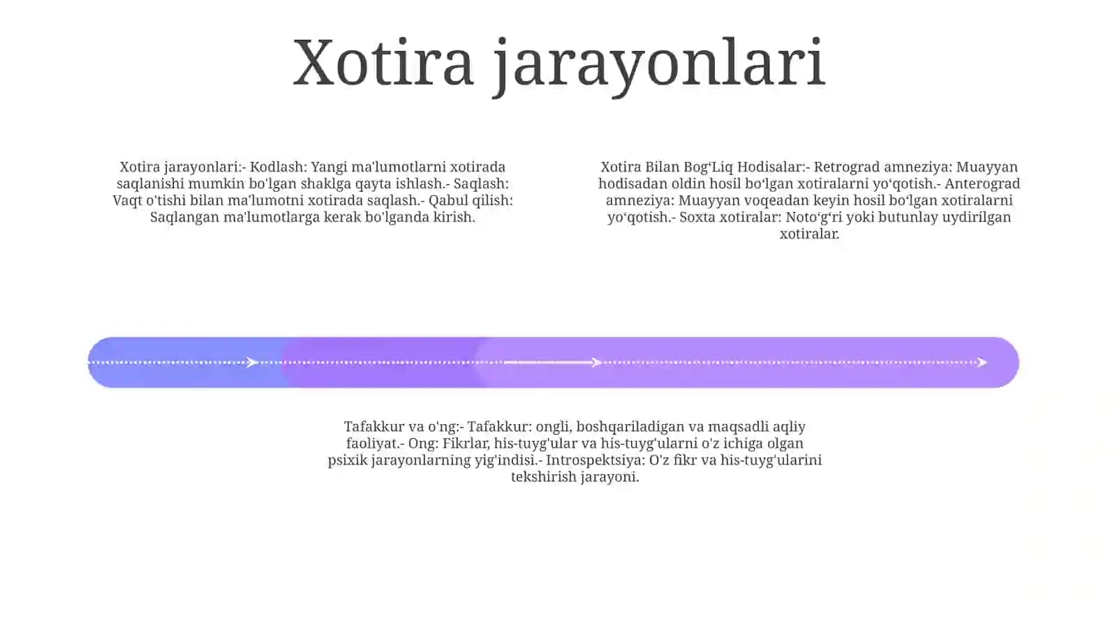 Xotira Bilan BogʻLiq Hodisalar.Tafakkur Va Ong 3
