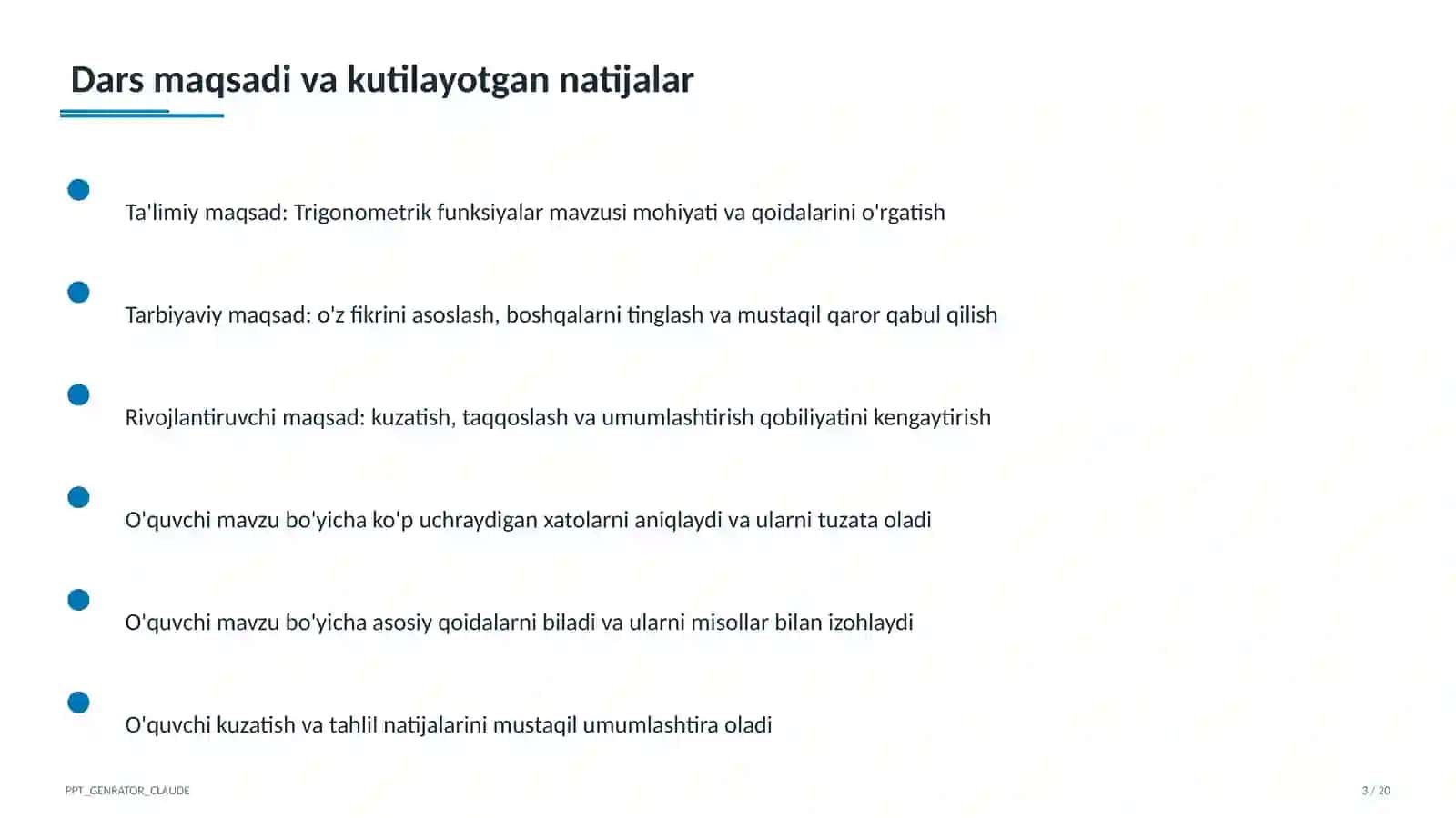Trigonometrik funksiyalar (10-sinf) 3