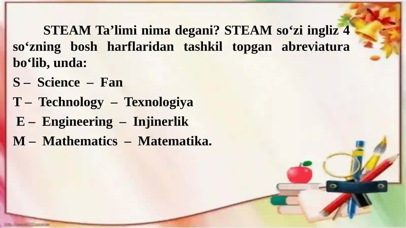 MAKTABGACHA YOSHDAGI BOLALARNI MATEMATIK TA’LIMIDA STEAM TEXNOLOGIYALARIDAN FOYDALANISH 3