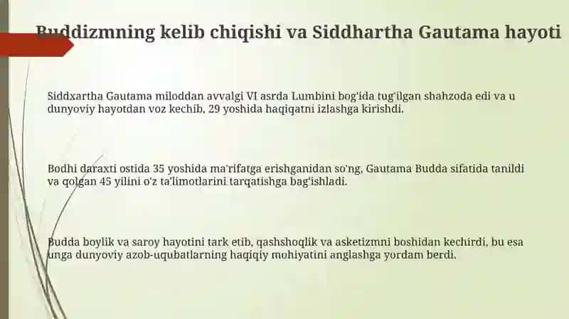 Biddizmning kelib chiqishi vaasosiygʻoyalari 3