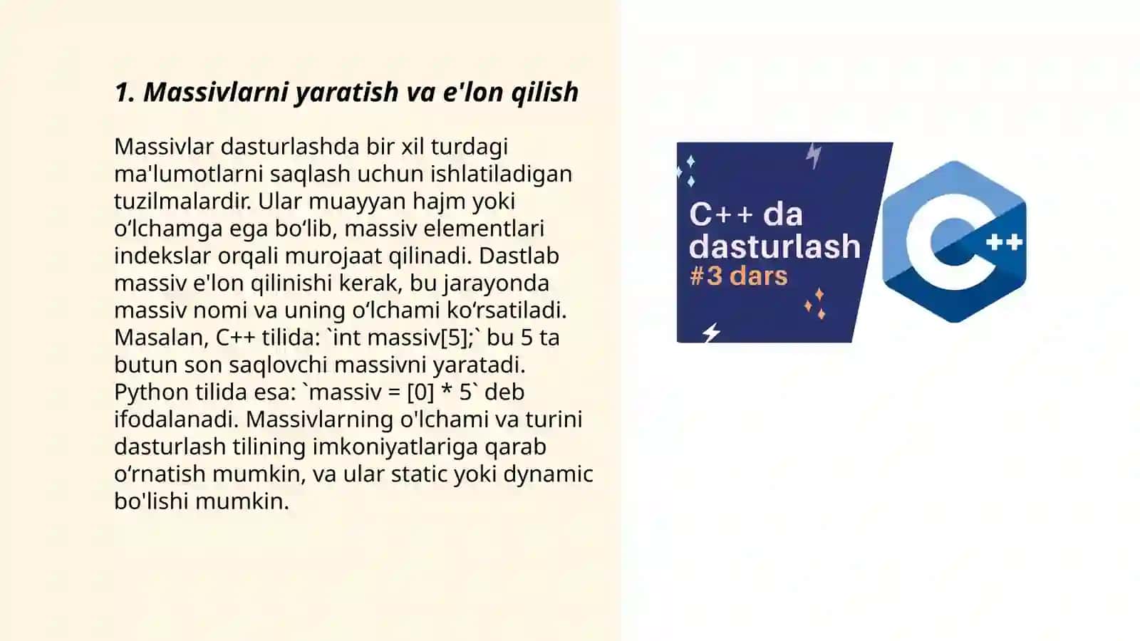 Massivlar bilan ishlash 3