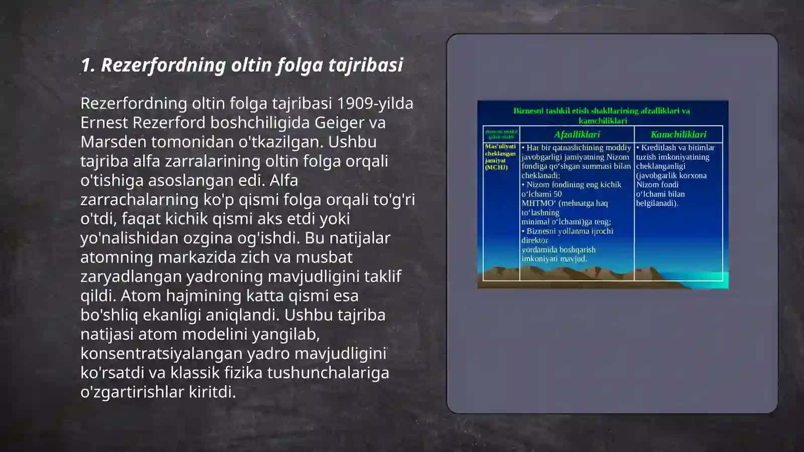 Rezerfordning oltin folga tajribasi 3