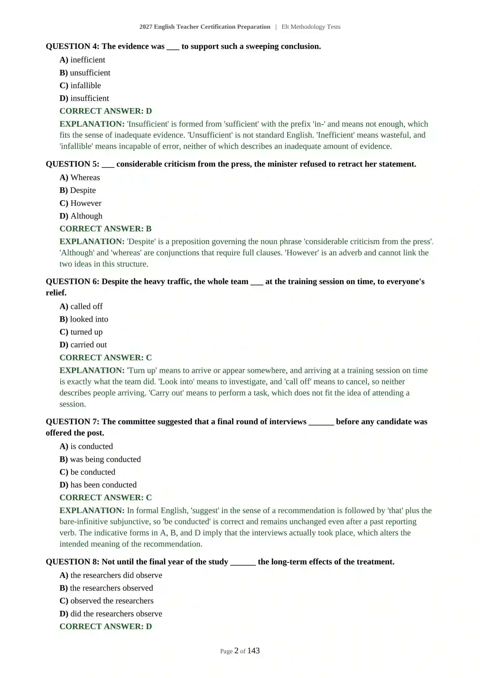 ADVANCED ENGLISH TEACHER CERTIFICATION - ELT METHODOLOGY TESTS 3