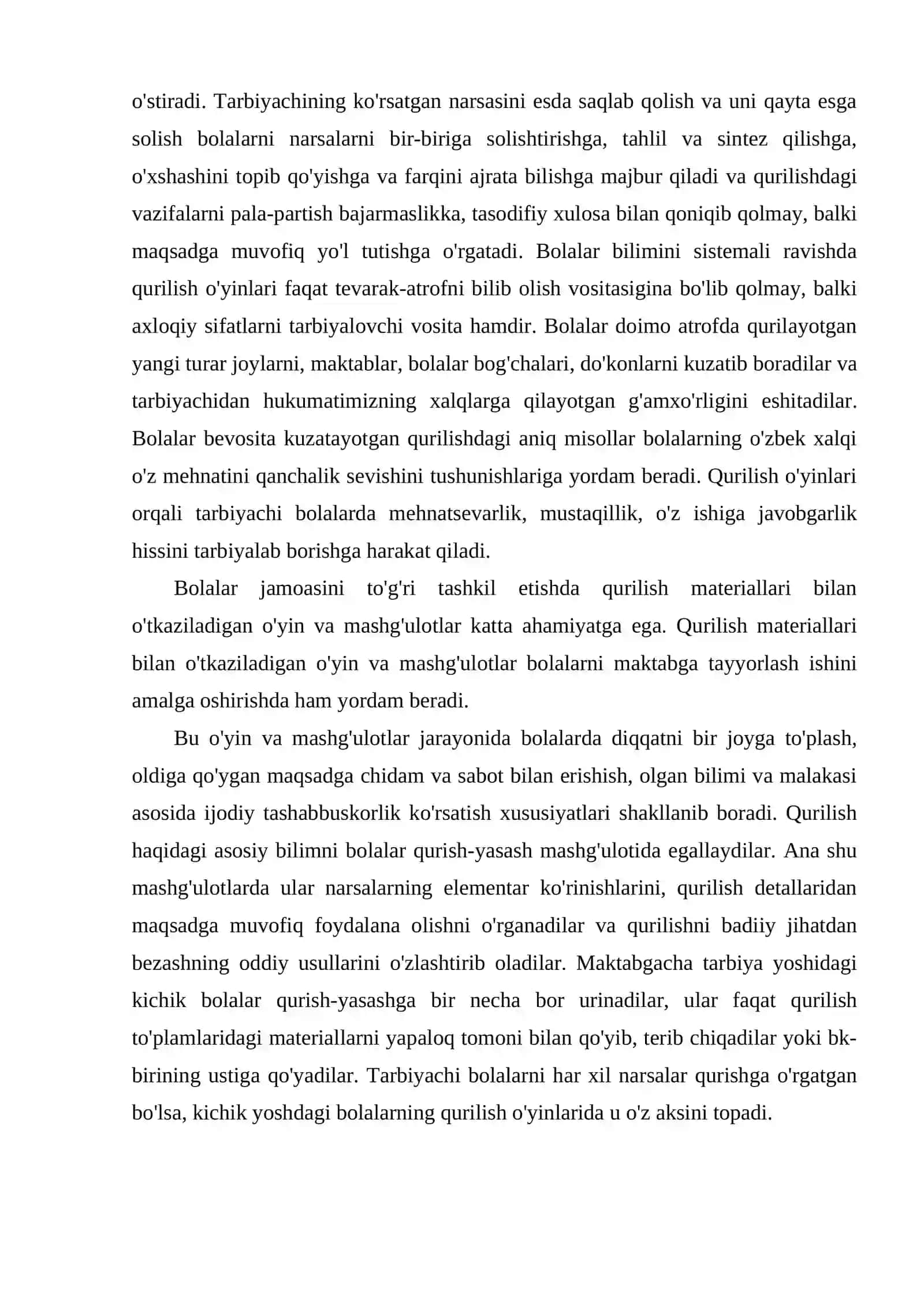 KICHIK VA O’RTA GURUHLARDA QURILISH VA KOSTRUKSIYALASH BO’YICHA FAOLIYATLARNI LOYHALASHTIRISAH 3