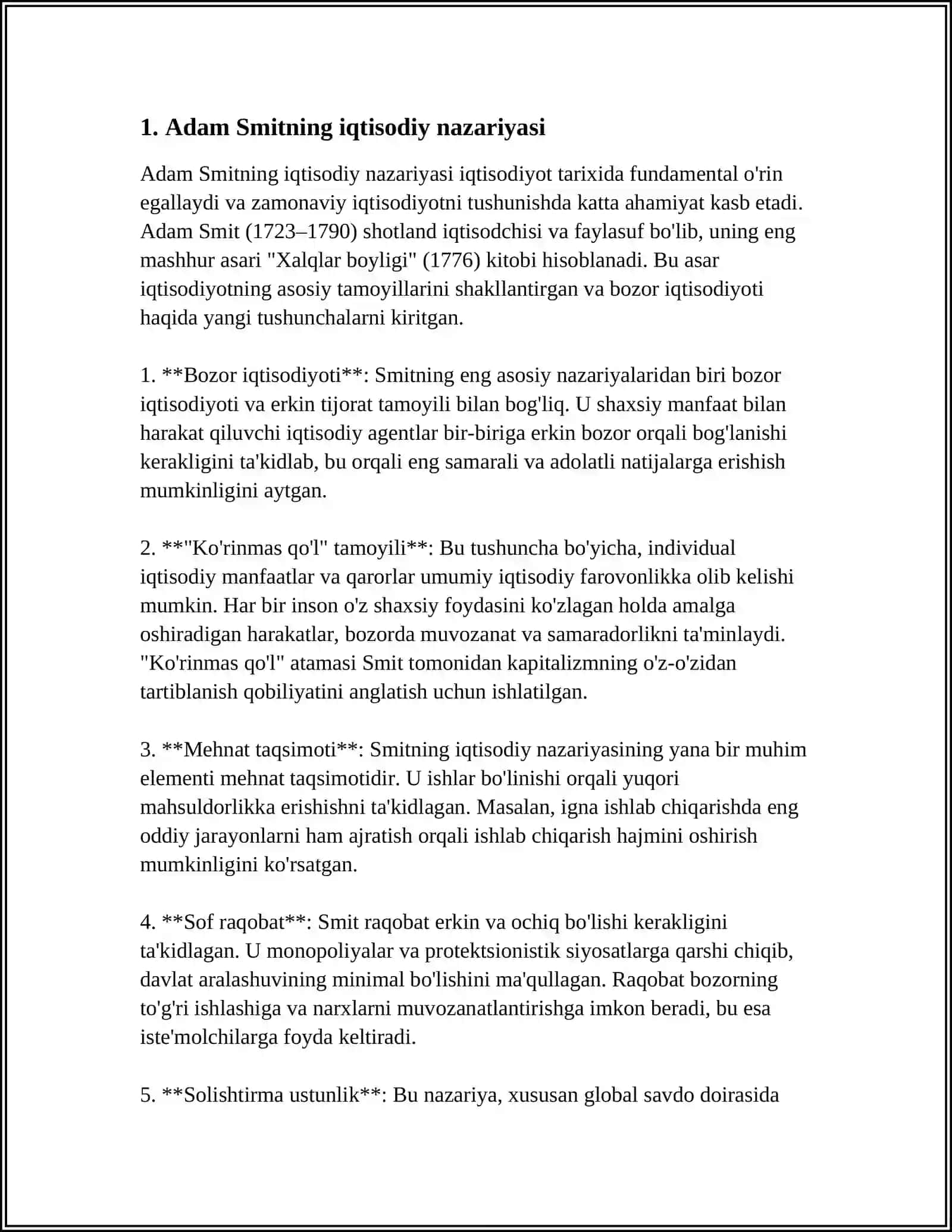 Adam Smitning Iqtisodiy Qarashlari 3