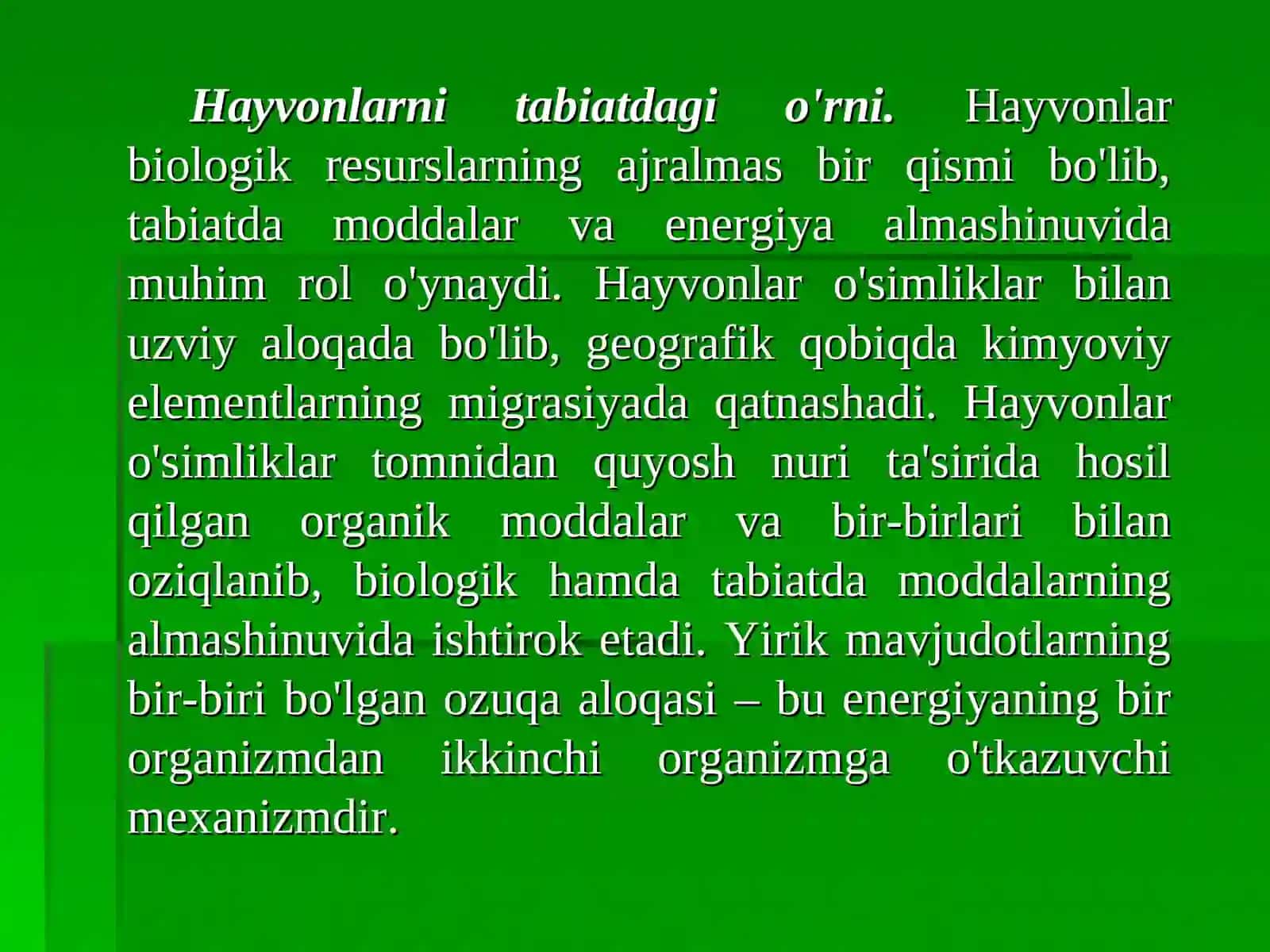 O’SIMLIK VA HAYVONOT DUNYOSINI MUHOFAZA QILISH 3