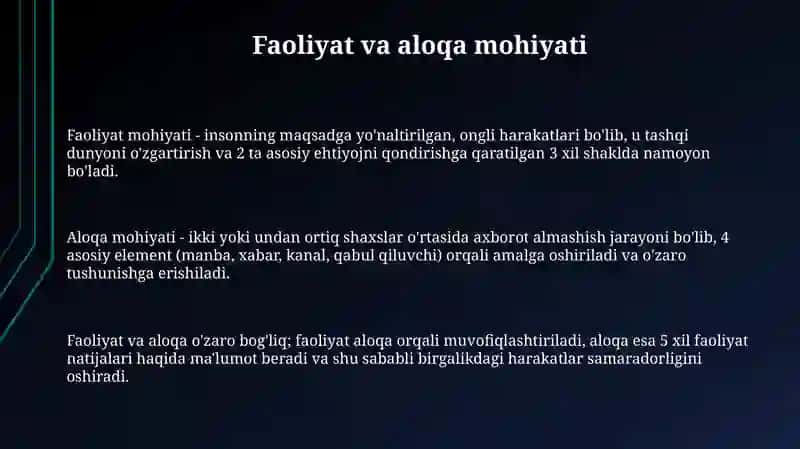 Faoliyat va Muloqot 3