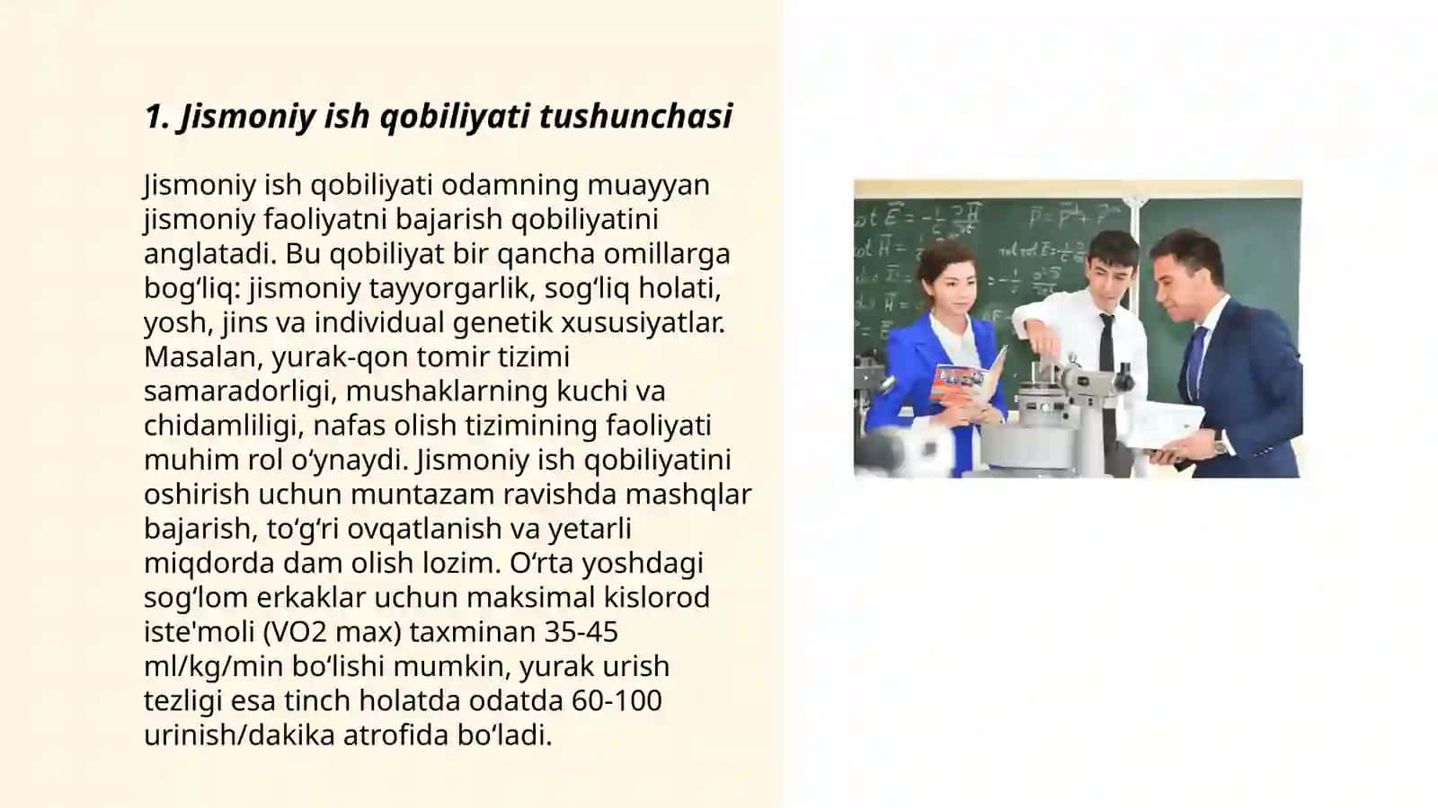Jismoniy ish qobilyatini koslarodni maksimal iste'moli körsatkichi böyicha baholash 3