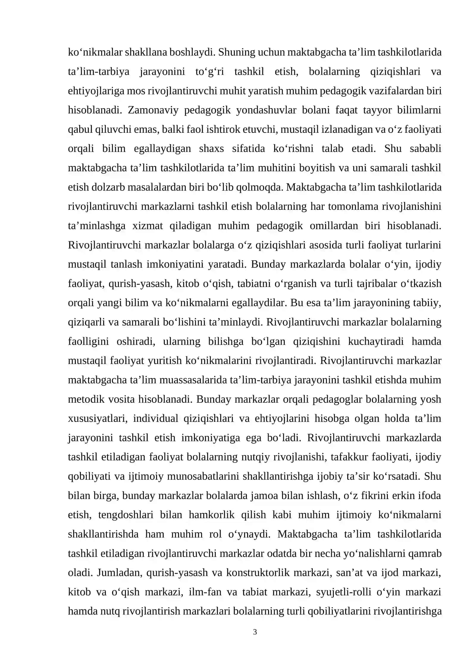 Maktabgacha ta’lim tashkilotida rivojlantiruvchi markazlarni tashkil etish 3