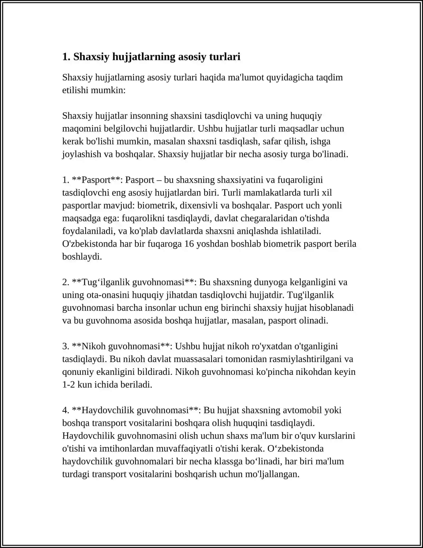 SHAXSIY XUJJATLAR HAQIDA MAʼLUMOT BERISH 3