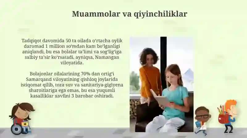 Bolajonlar uylariga borish ularning yashash sharoitini va imkoniyatlarini oʻrganish 3