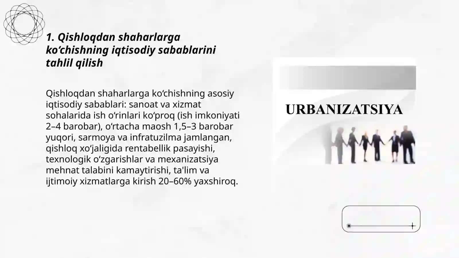 Urbanizatsiya: aholining shaharlarga koʻchishi sabab va oqibatlari 3