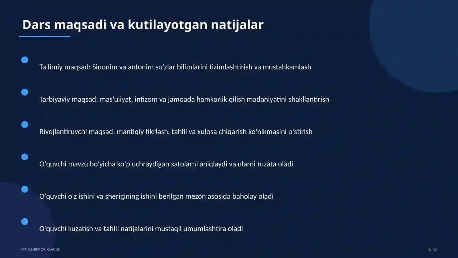 Sinonim va antonim so'zlar (3-sinf) 3