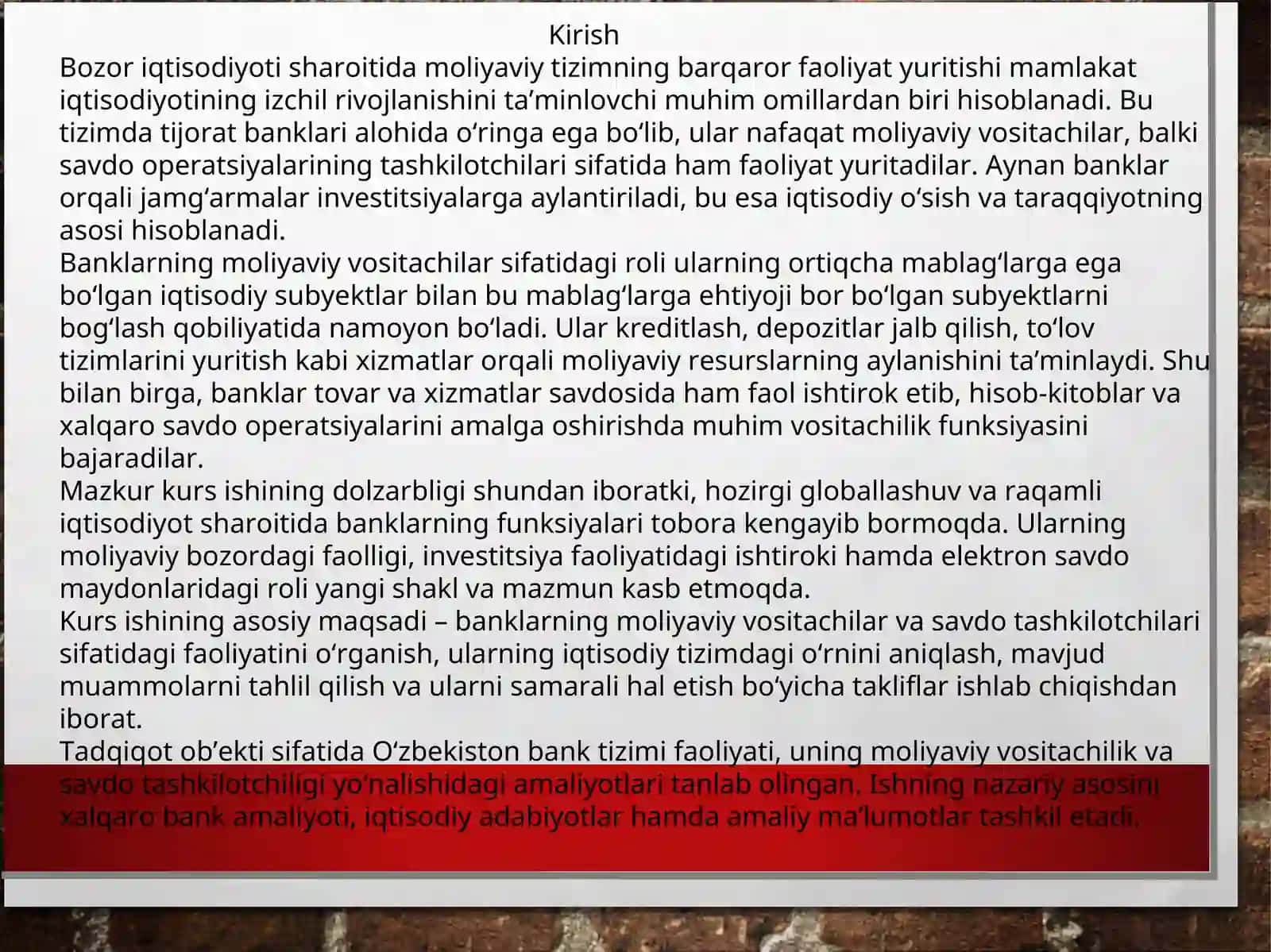 Banklarning moliyaviy vositachilar va savdo tashkilotchilari 3