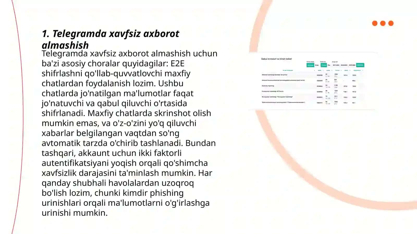 Tarmoqda axborotlar almashish. Telegram dasturi va uning imkoniyatlari 3