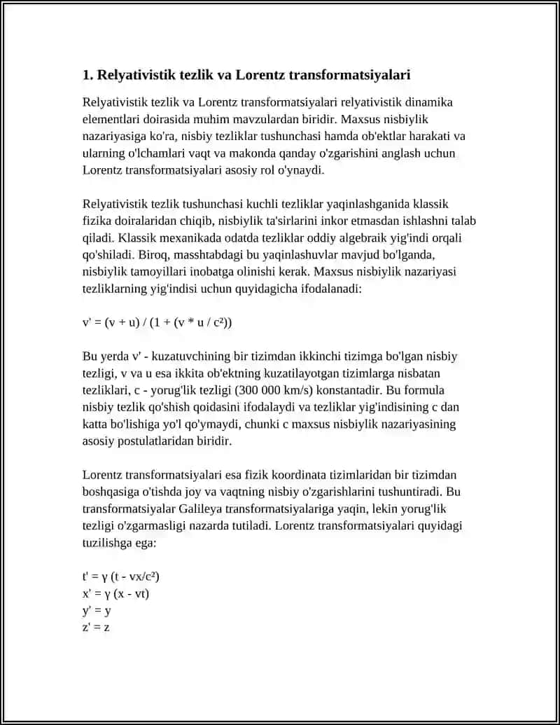 RELYATIVISTIK DINAMIKA ELEMENTLAR 3