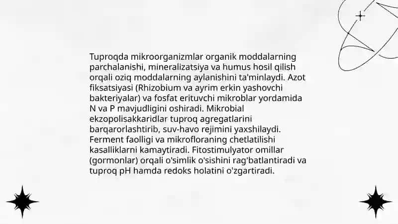 Qishloq xo'jaligida Mikroorganizmlarning Ahamiyati 3