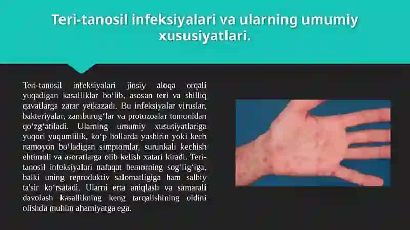 Teri-tanosil infeksiyalari zaxm, so zak, xlamidioz, mikoplazmoz, trixomonioz qo'zg'atuvchilarining tavsifi va tashhisi 3