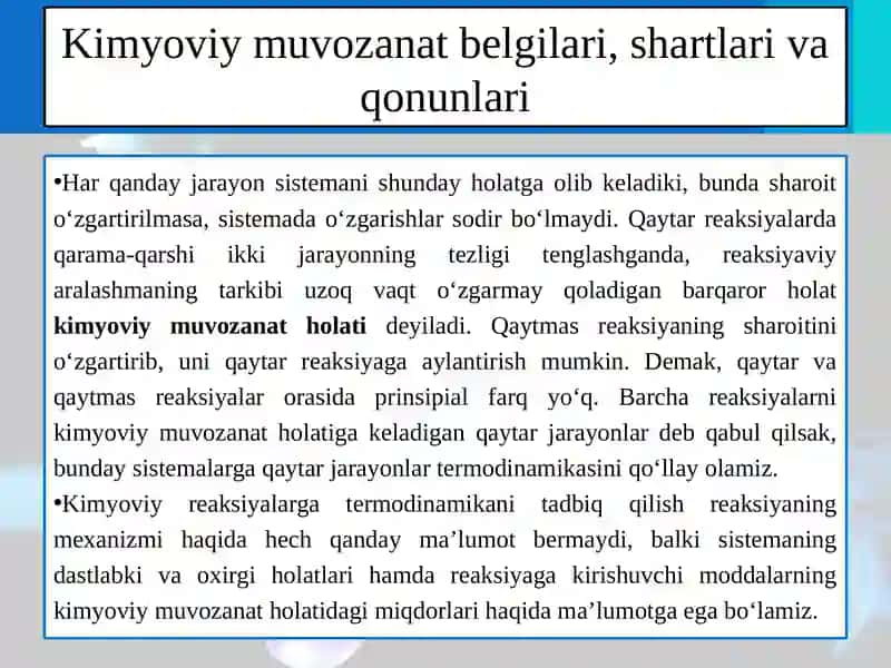 Muvozanat konstantasini hisoblash usullari 3